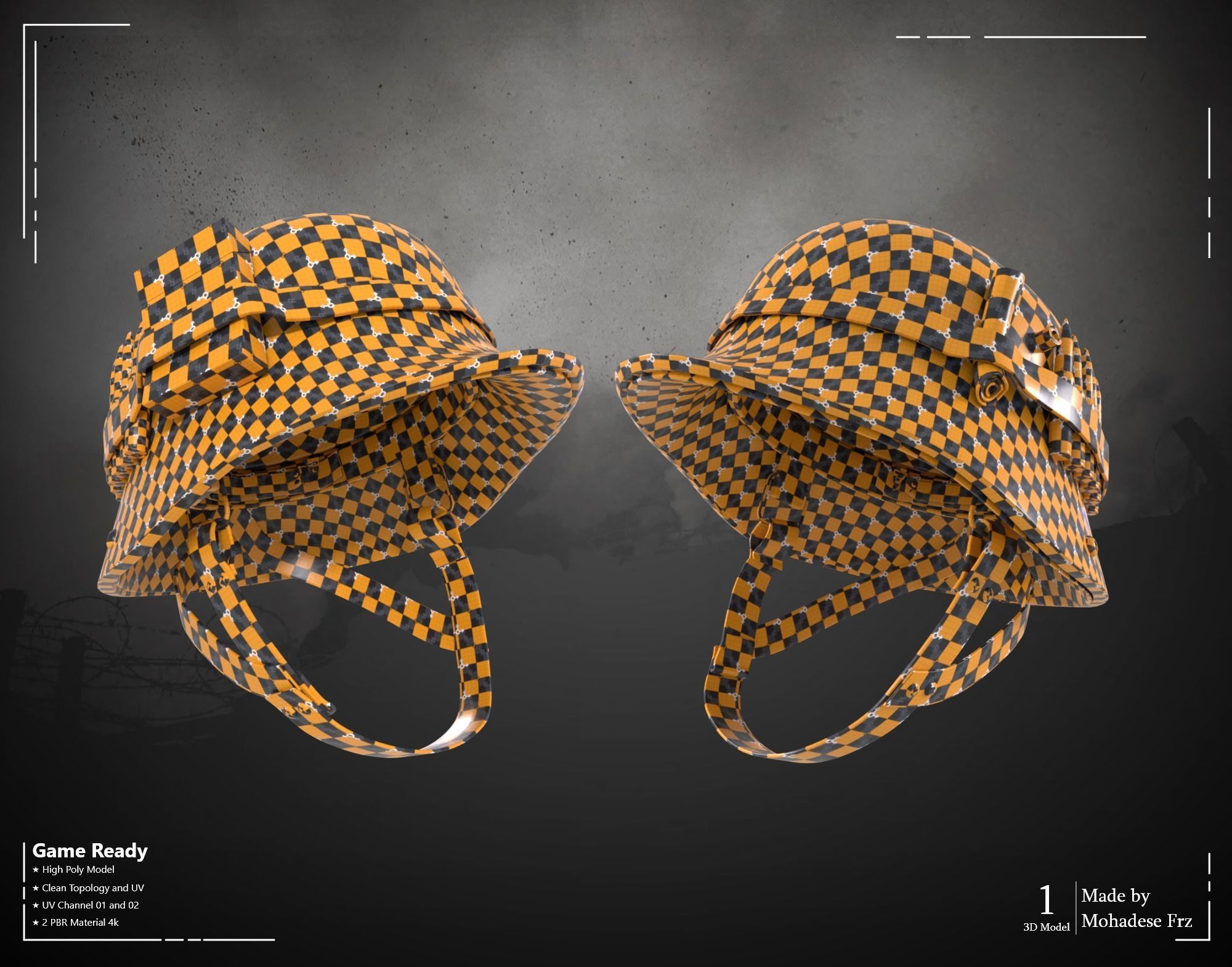 Military Helmet - VOL 01 - Game Ready 3D model_6