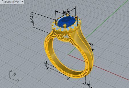 Bright blue stone diamond ring 3137 3D print model 3D print model_7