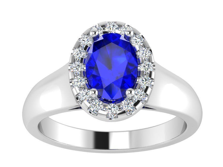 Bright blue stone diamond ring 3137 3D print model 3D print model_2