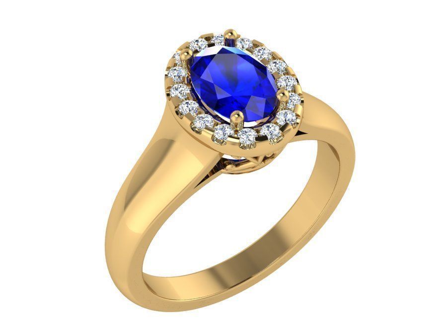 Bright blue stone diamond ring 3137 3D print model 3D print model_1
