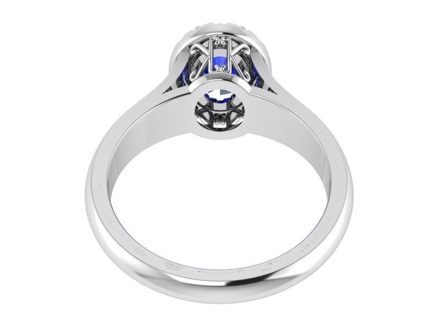 Bright blue stone diamond ring 3137 3D print model 3D print model_3
