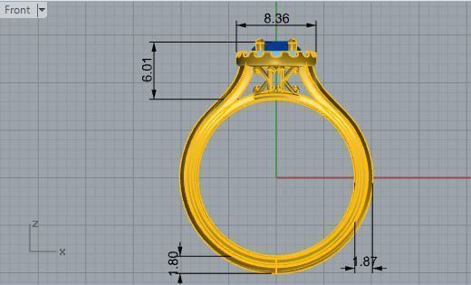 Bright blue stone diamond ring 3137 3D print model 3D print model_5