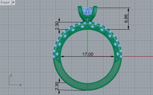 Diamond signet ring with band 3138 3D print model 3D print model_5