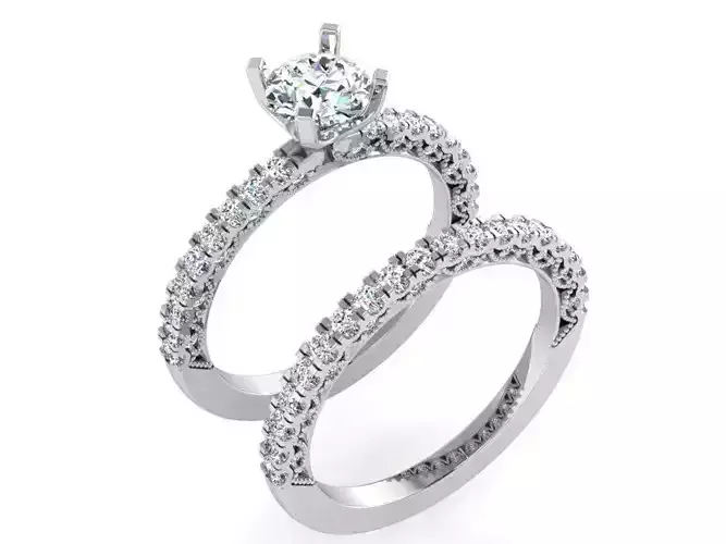 Diamond signet ring with band 3138 3D print model