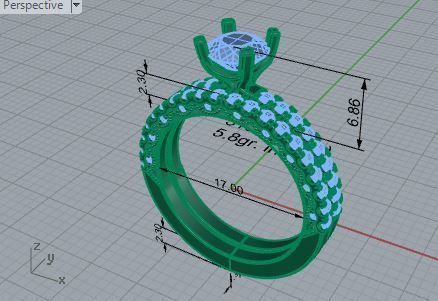 Diamond signet ring with band 3138 3D print model 3D print model_7