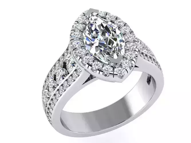 2-Row tear diamond ring 3141 3D print model
