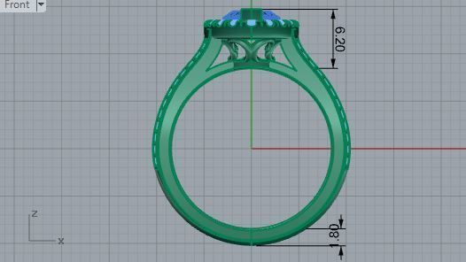 2-Row tear diamond ring 3141 3D print model 3D print model_5