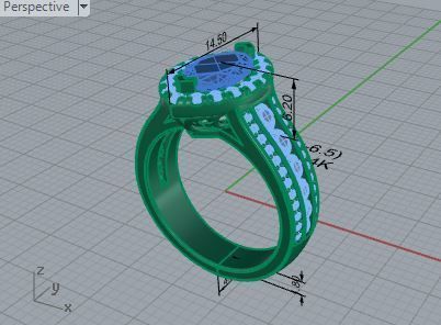2-Row tear diamond ring 3141 3D print model 3D print model_7