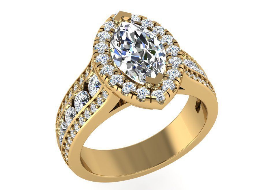 2-Row tear diamond ring 3141 3D print model 3D print model_1