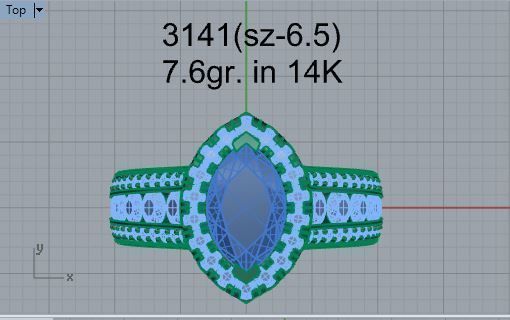 2-Row tear diamond ring 3141 3D print model 3D print model_4