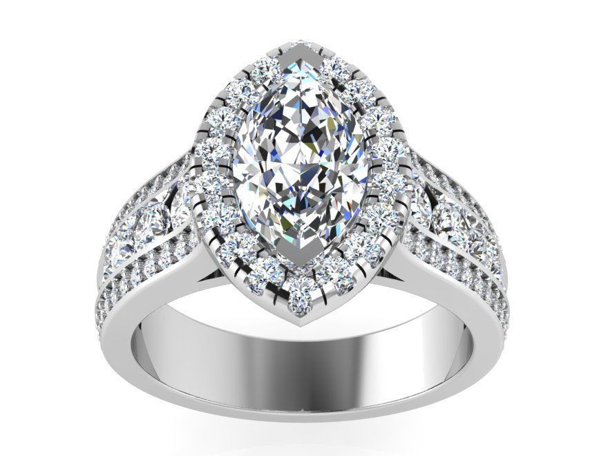 2-Row tear diamond ring 3141 3D print model 3D print model_2