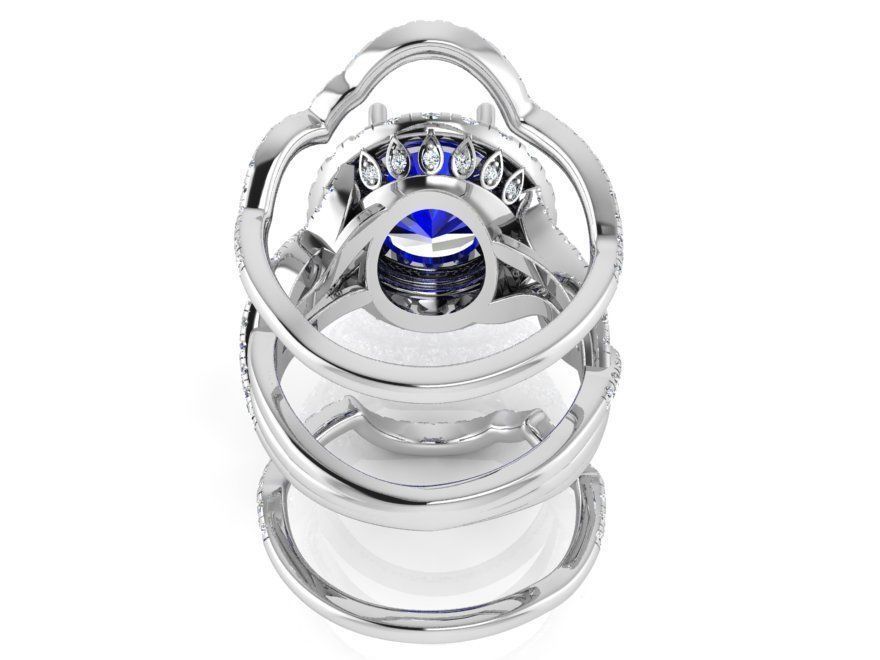 2-Band fine blue stone diamond ring 3143 3D print model 3D print model_3