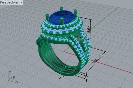 2-Band fine blue stone diamond ring 3143 3D print model 3D print model_7