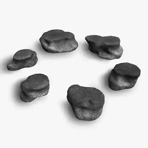 Short Flat Rocks - Rough 1 Low-poly 3D model