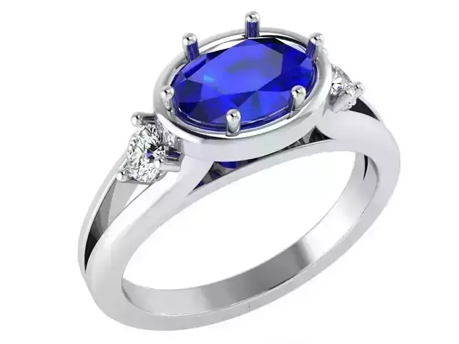 Round blue stone ring 3145 3D print model