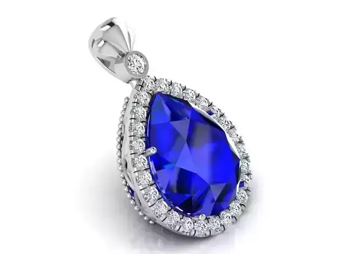 Tear blue stone pendant 3147 3D print model