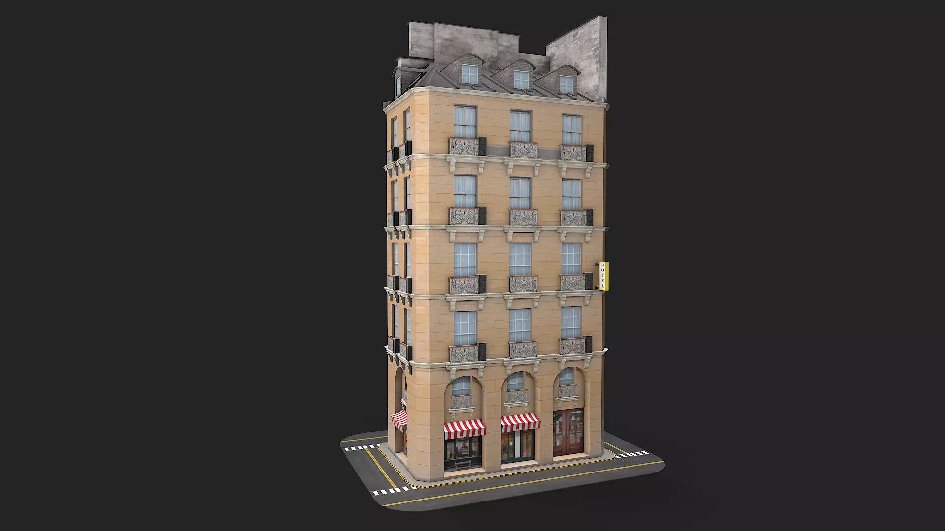 Hilton tall building 3D model_0
