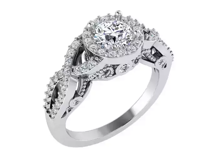 Rounde eagle prong twisted ring 3154 3D print model