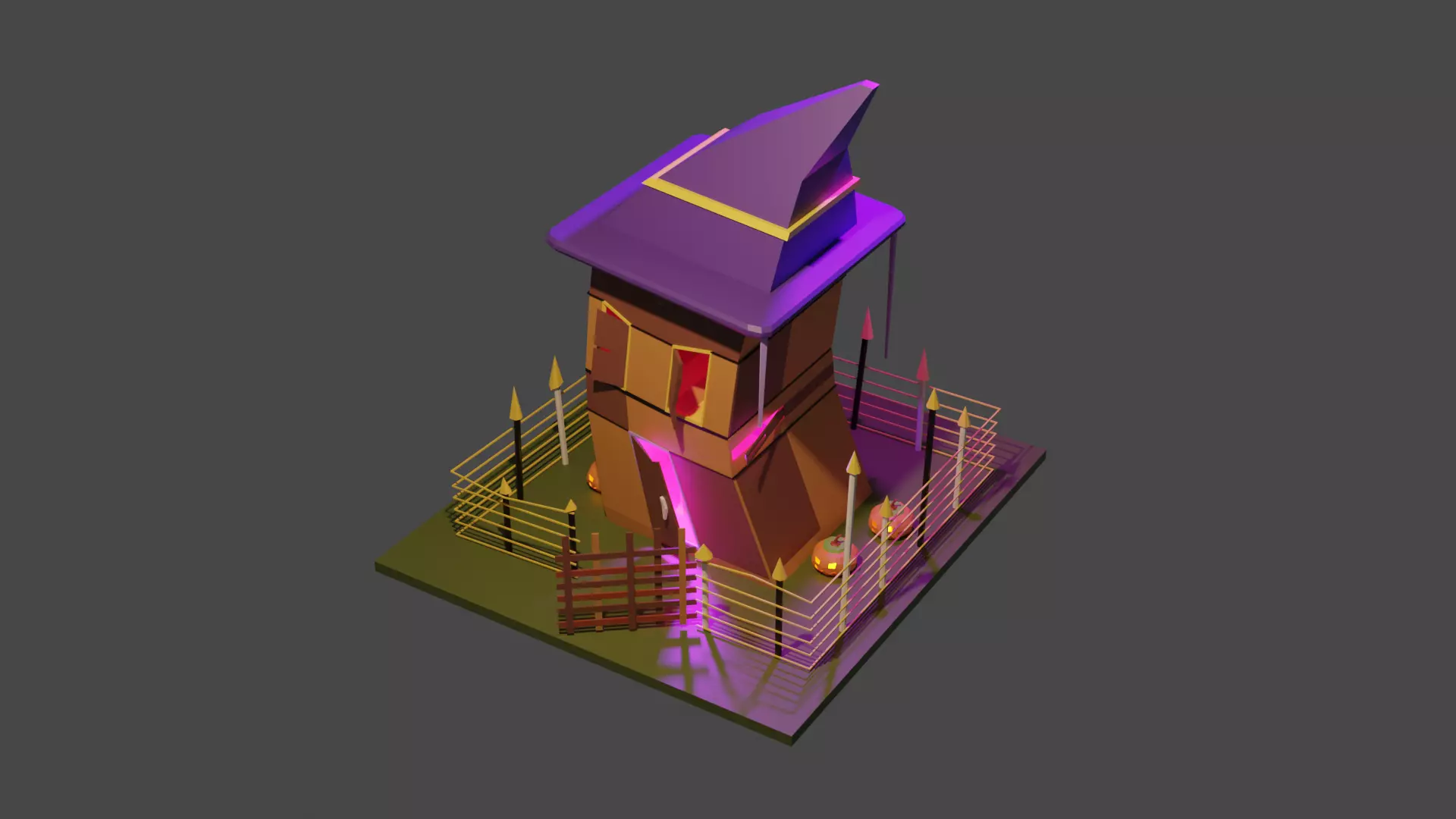 Witch house for game Free low-poly 3D model