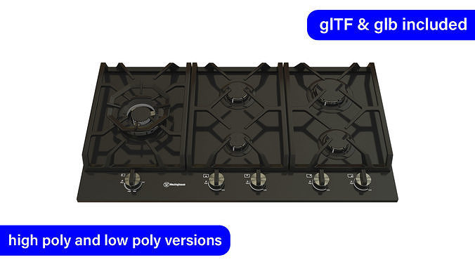 Realistic gas cooktop model Low-poly 3D model