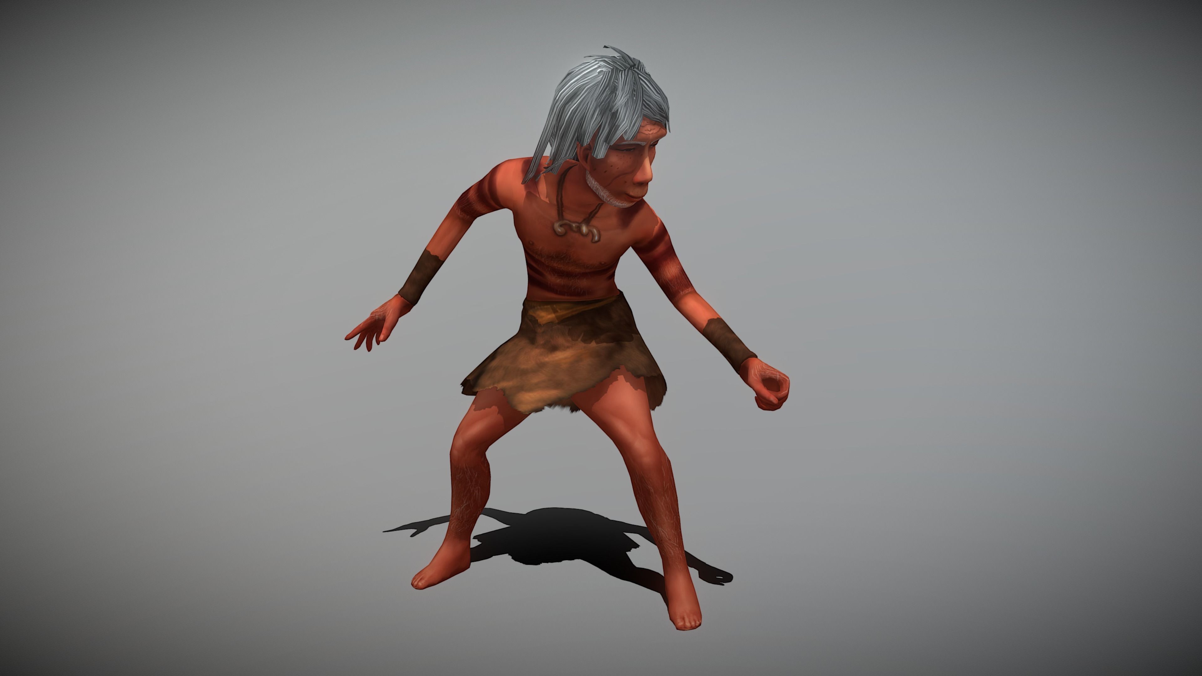  Caveman Old Man Low-poly 3D model_9