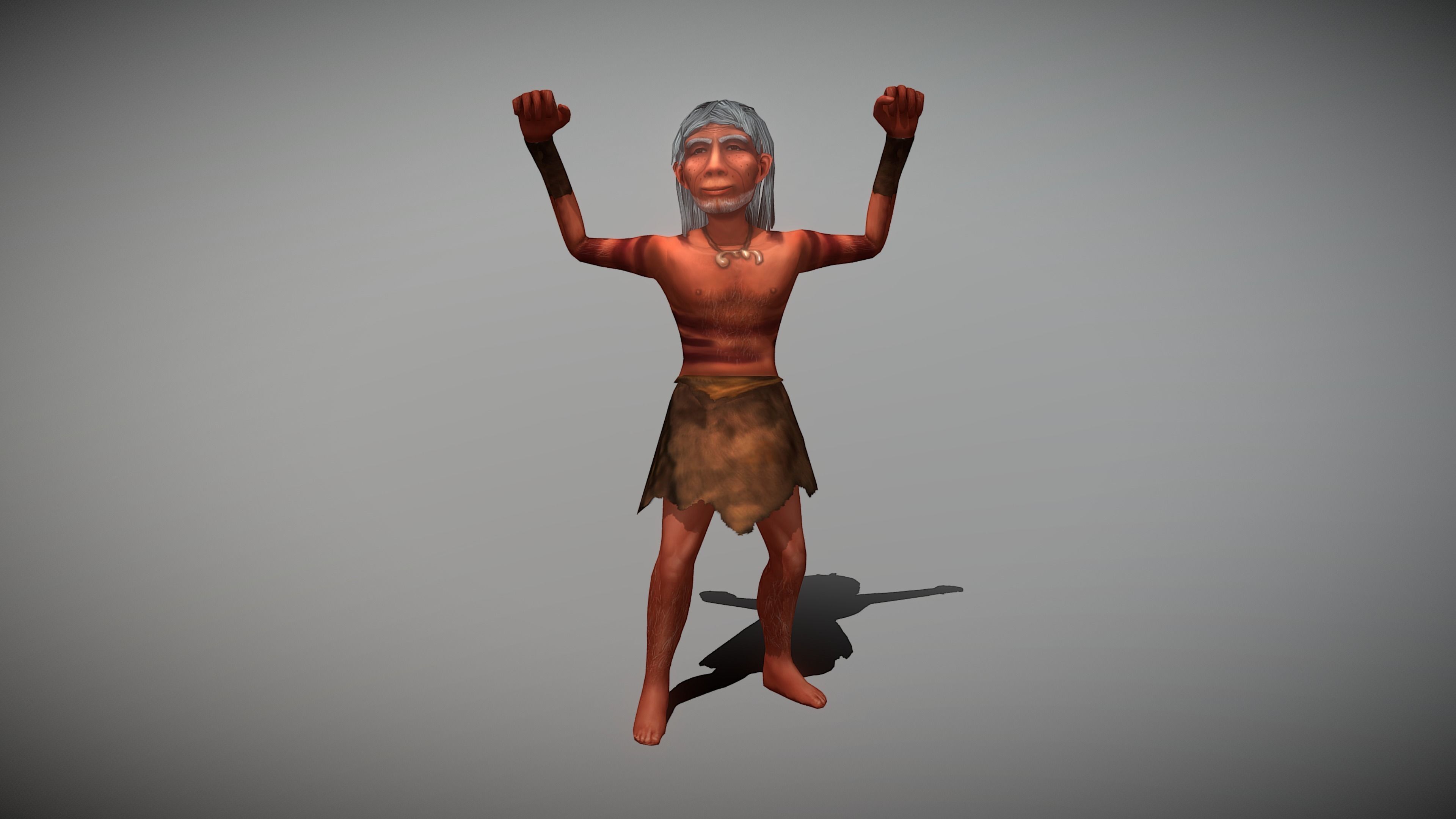  Caveman Old Man Low-poly 3D model_10