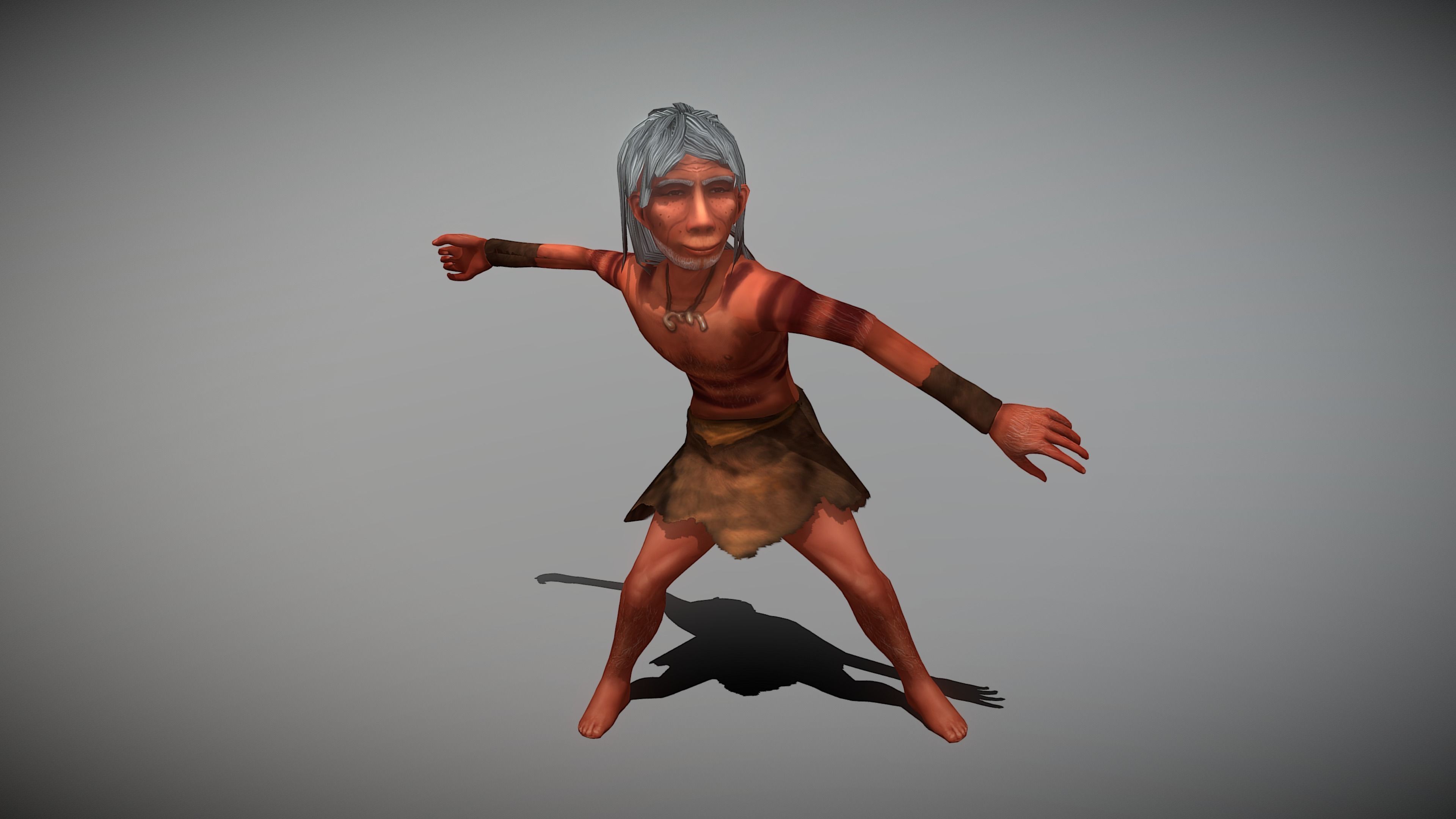  Caveman Old Man Low-poly 3D model_6