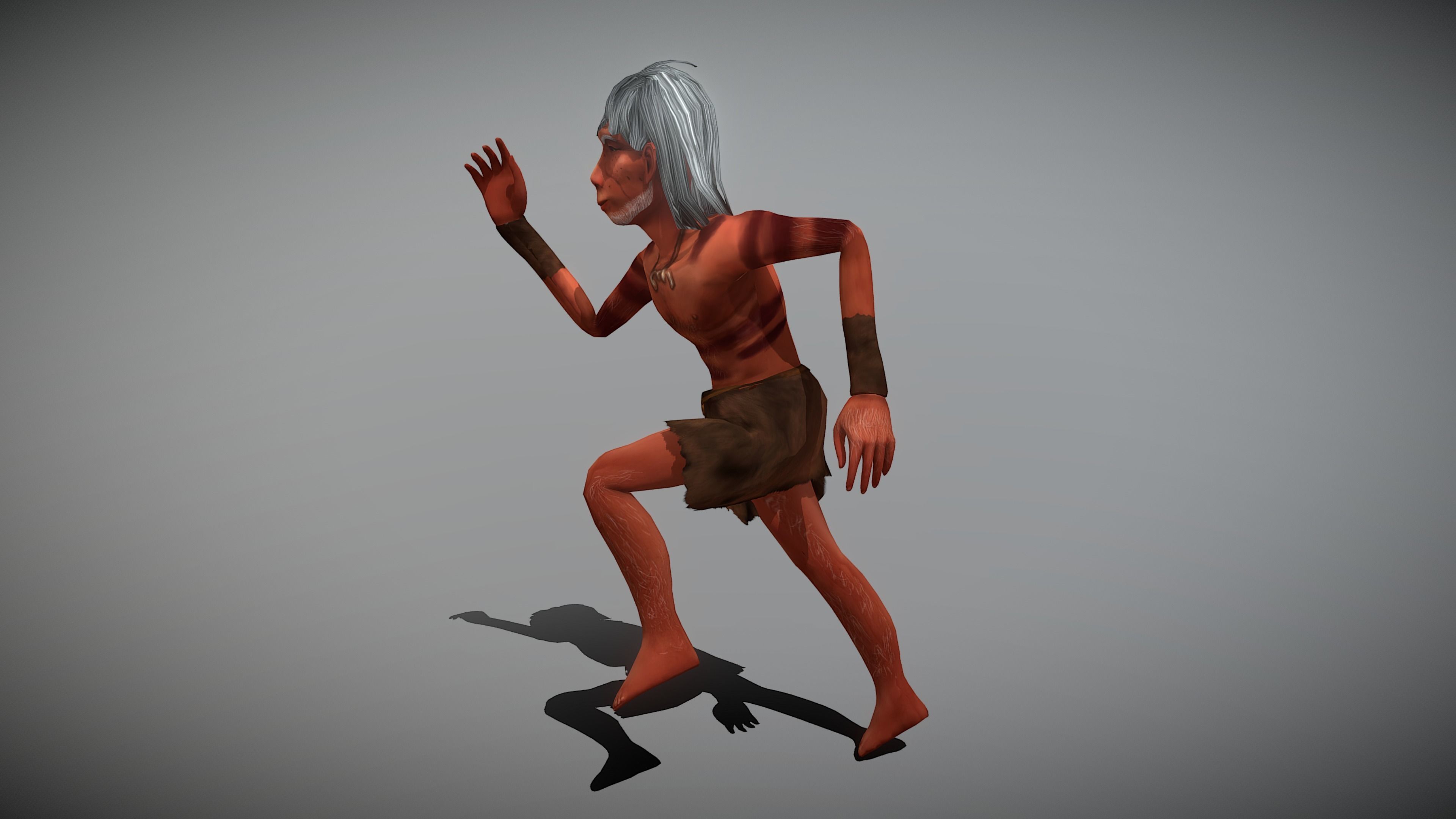  Caveman Old Man Low-poly 3D model_5