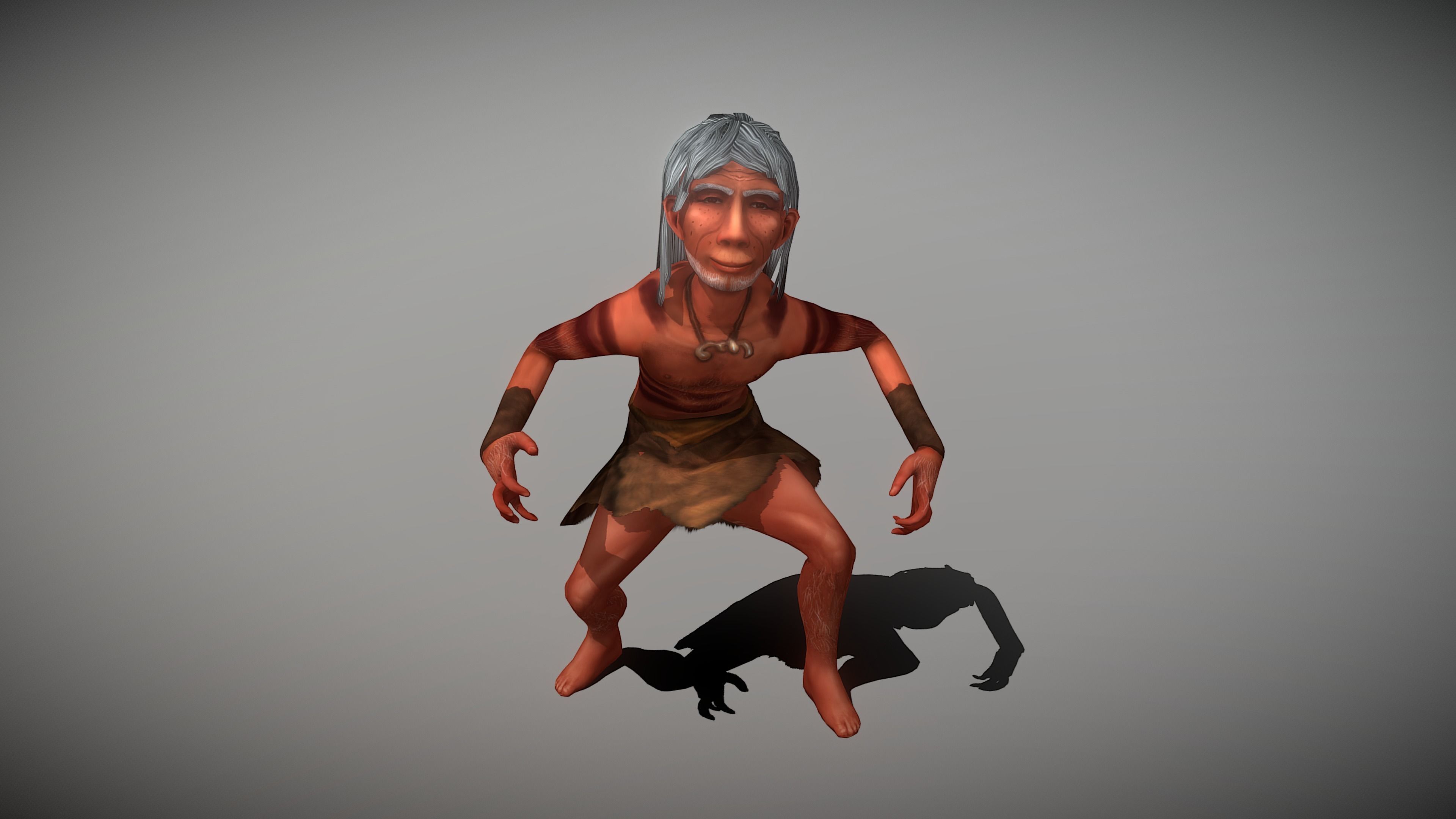  Caveman Old Man Low-poly 3D model_4
