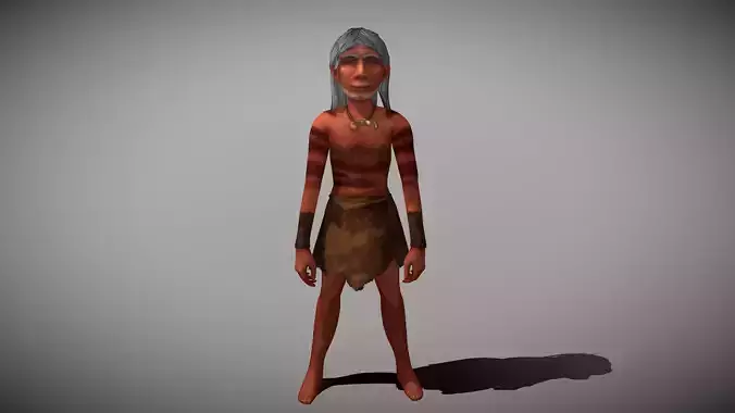  Caveman Old Man Low-poly 3D model