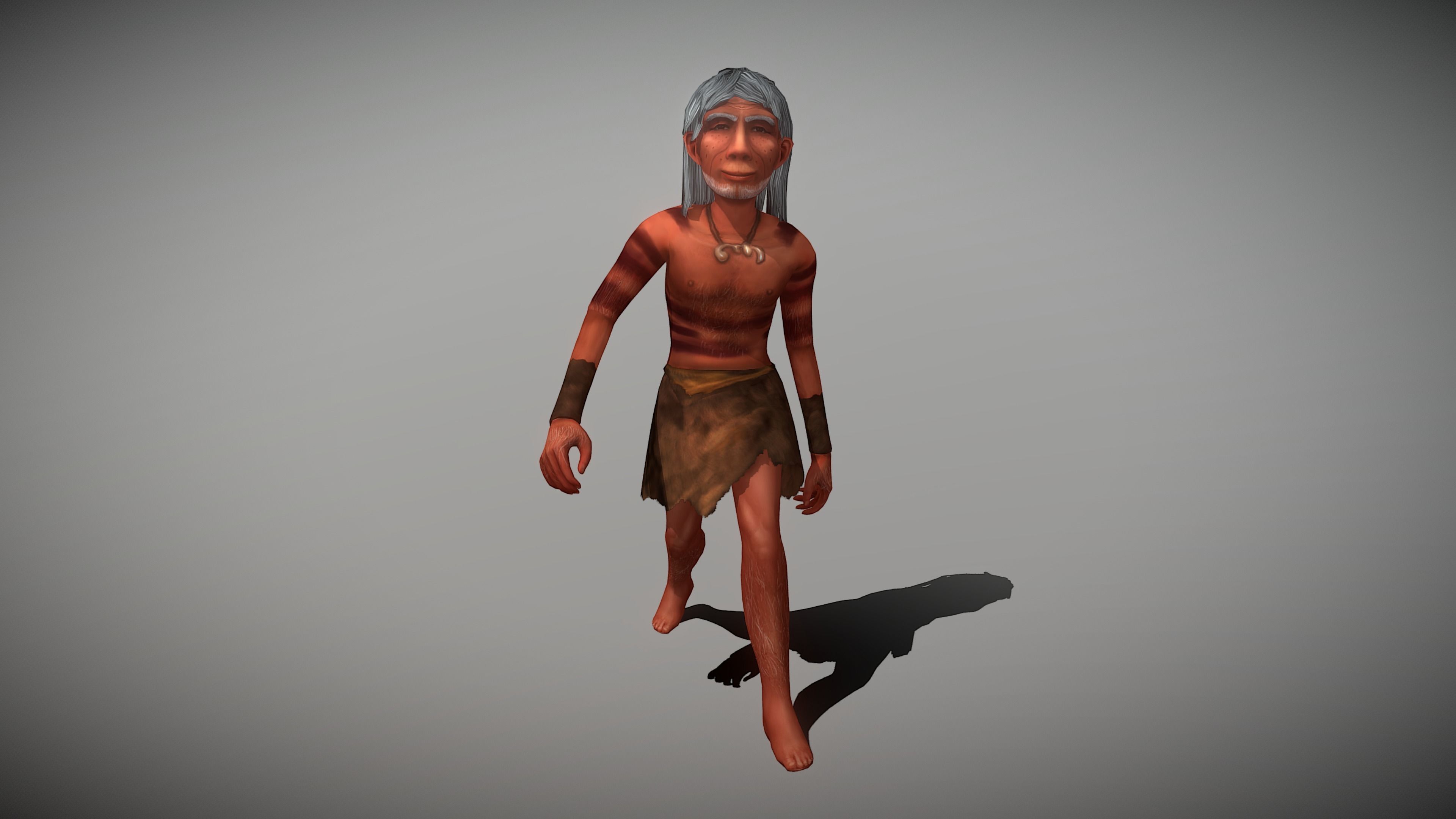  Caveman Old Man Low-poly 3D model_8