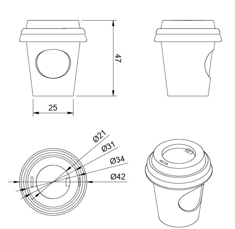 Coffee Cup Pill Box Keychain 3D print model_6