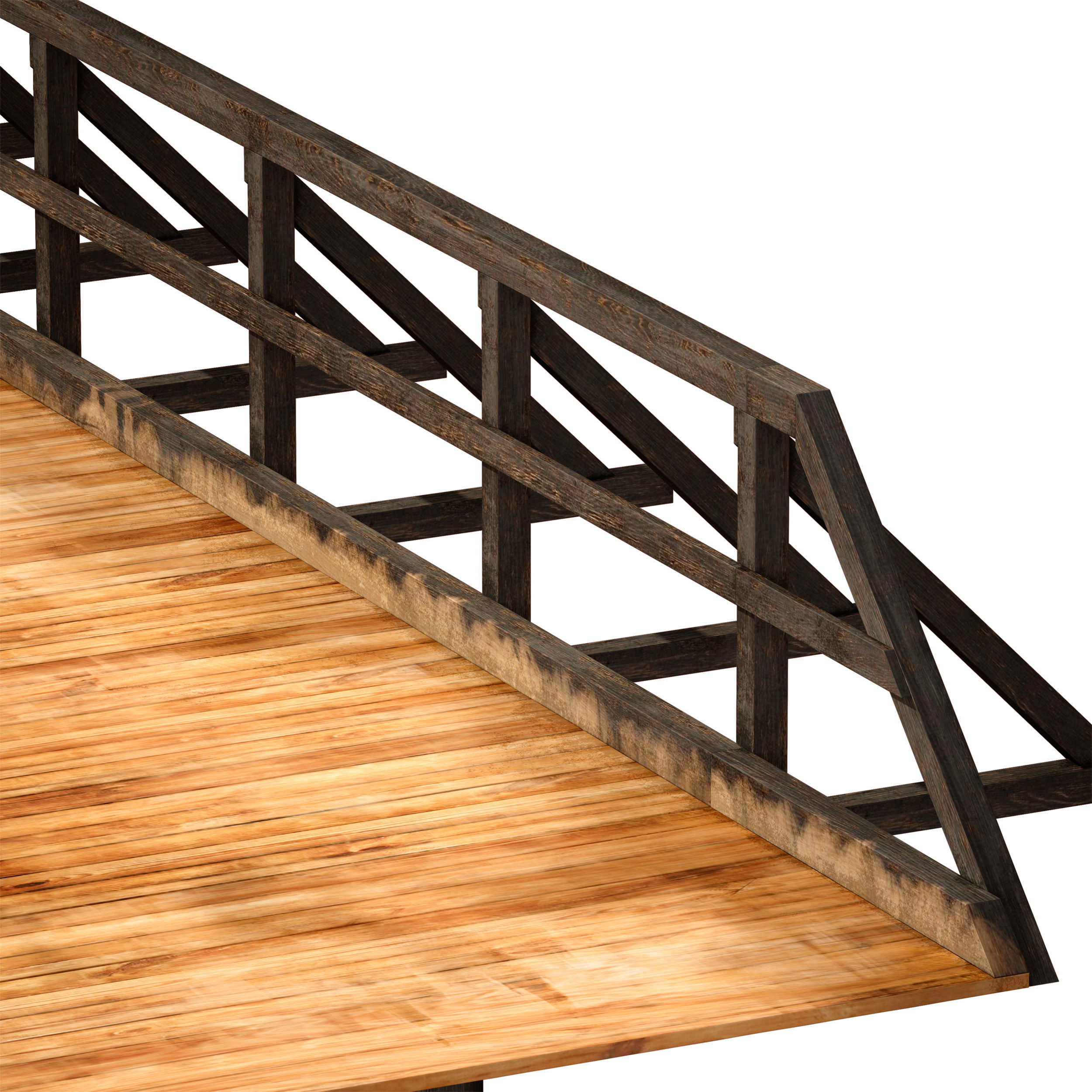 Wooden bridge over the river 3D model_9