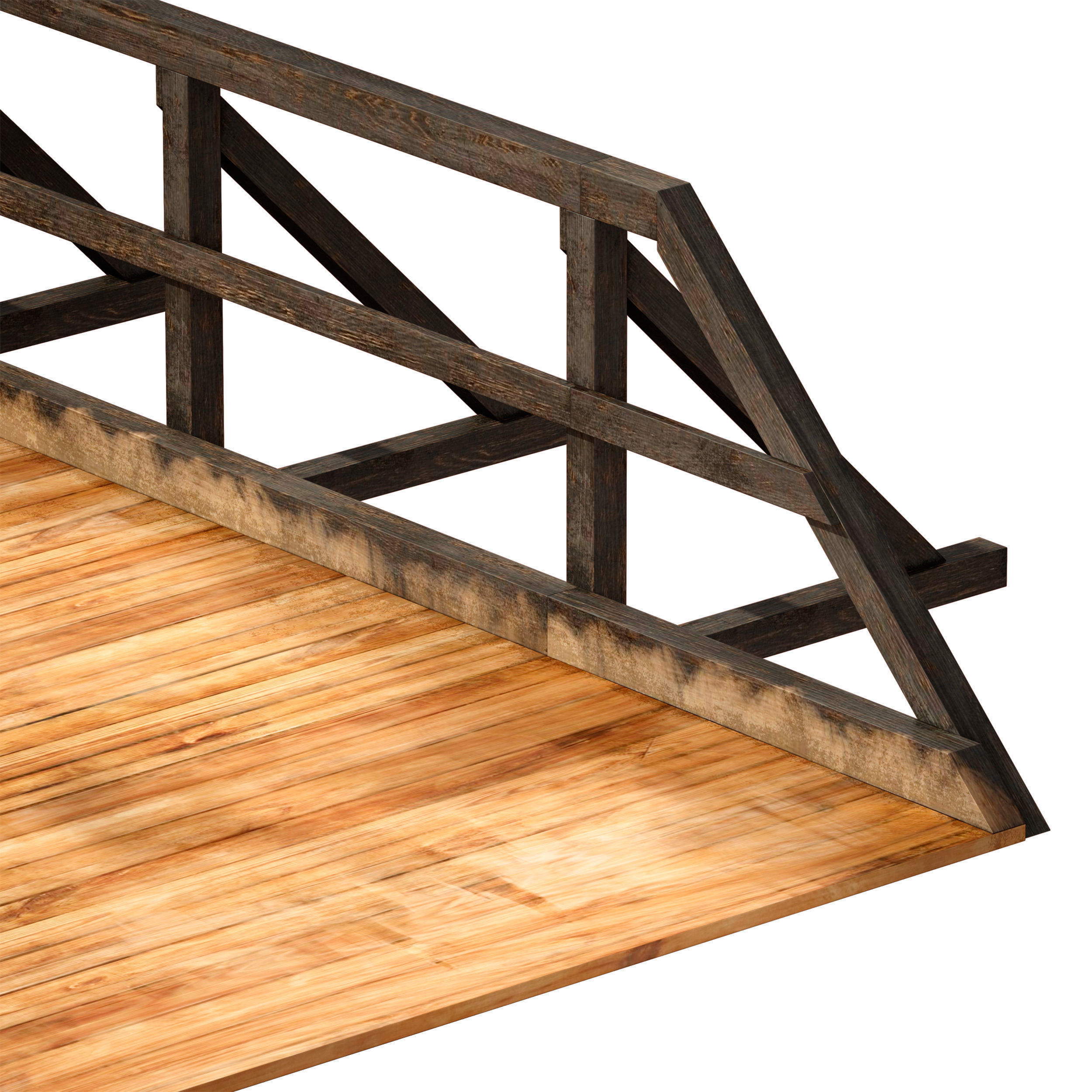 Wooden bridge over the river 3D model_6