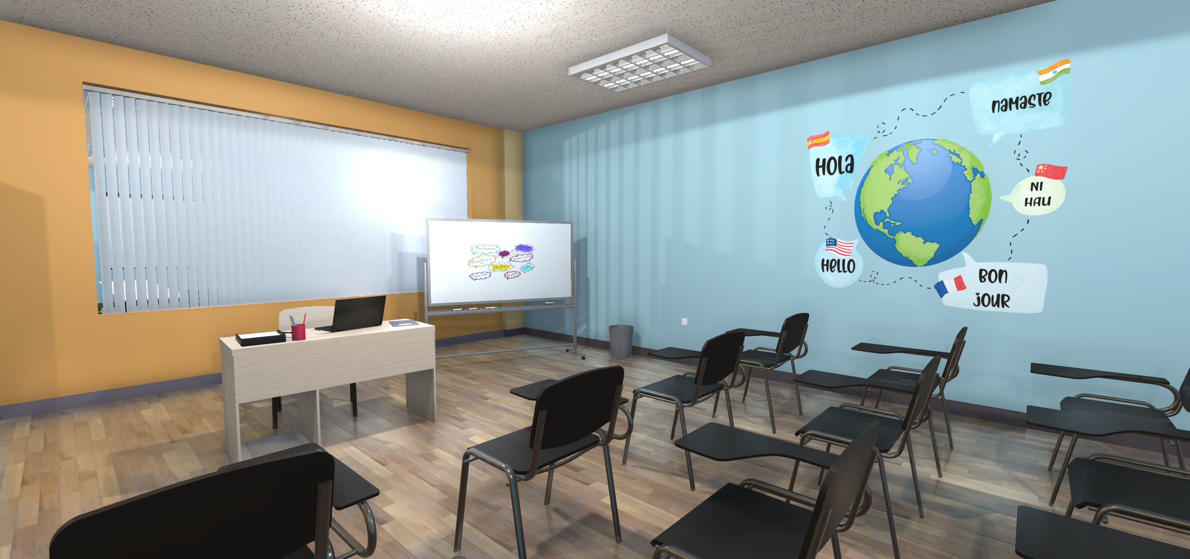 Language school Low-poly 3D model_29