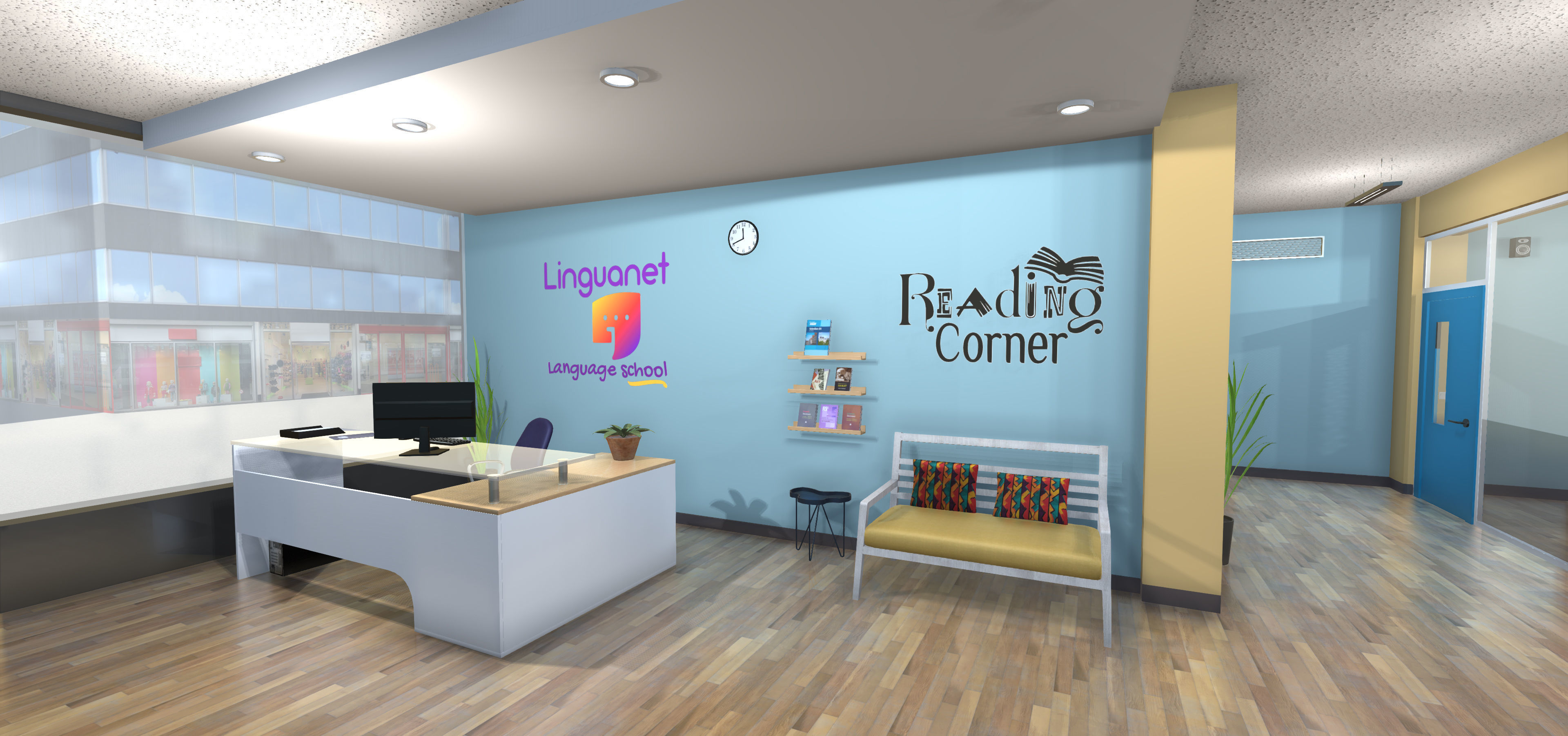 Language school Low-poly 3D model_15