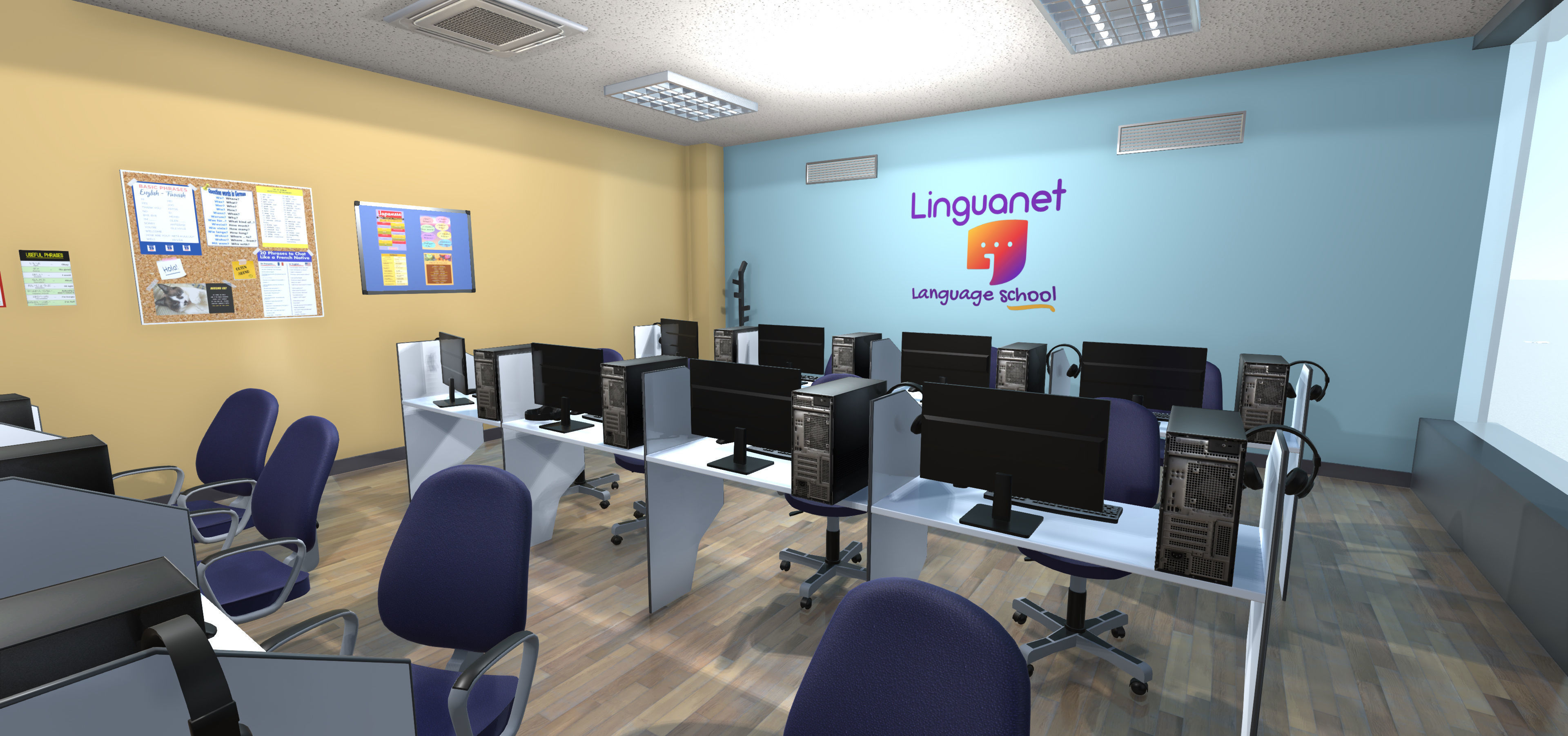 Language school Low-poly 3D model_25