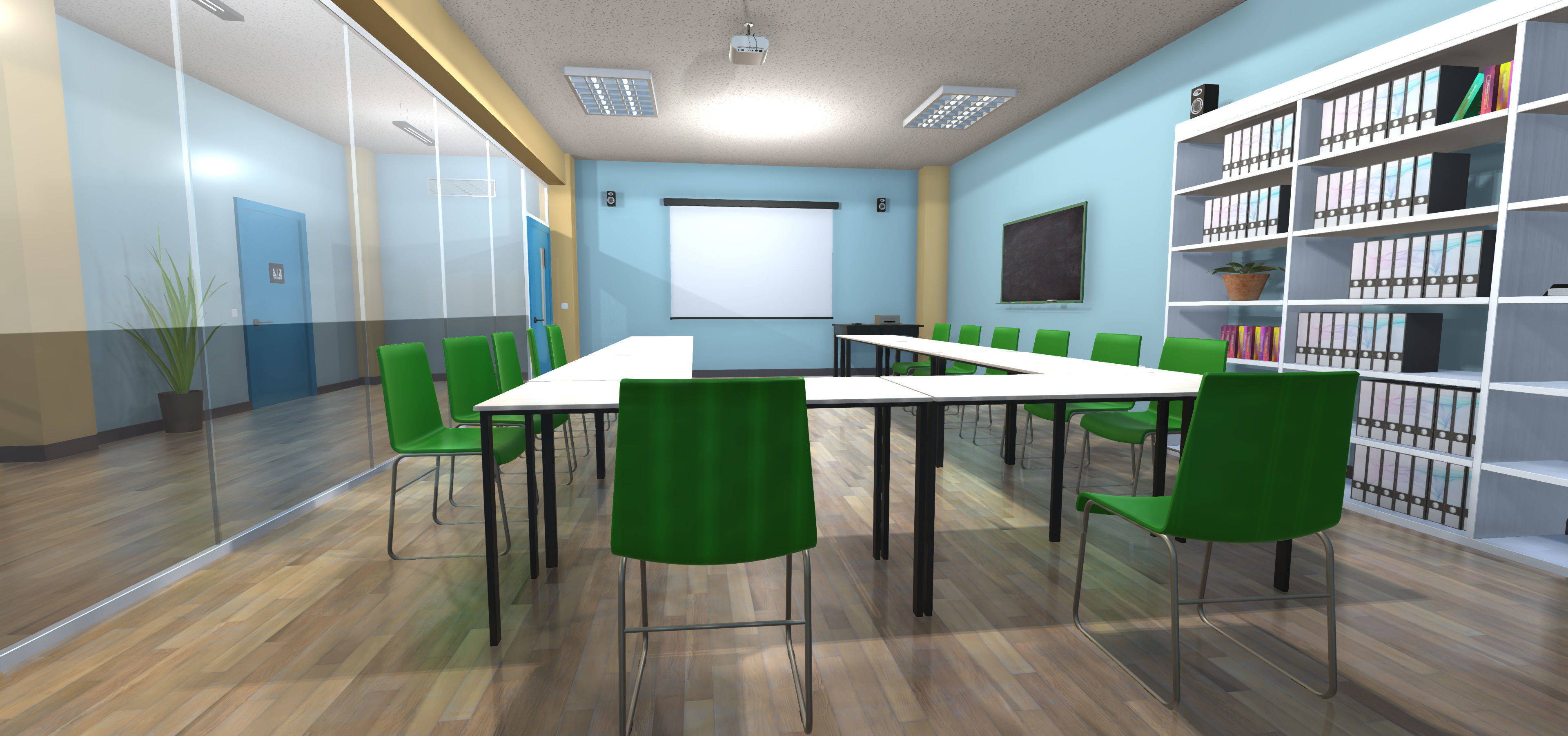 Language school Low-poly 3D model_8