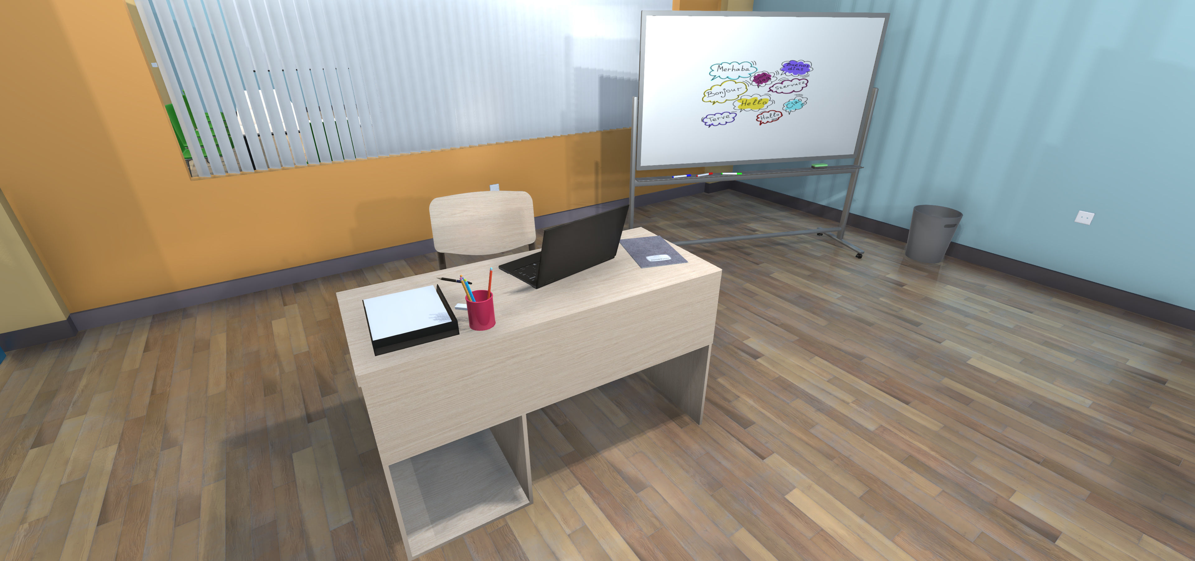 Language school Low-poly 3D model_2