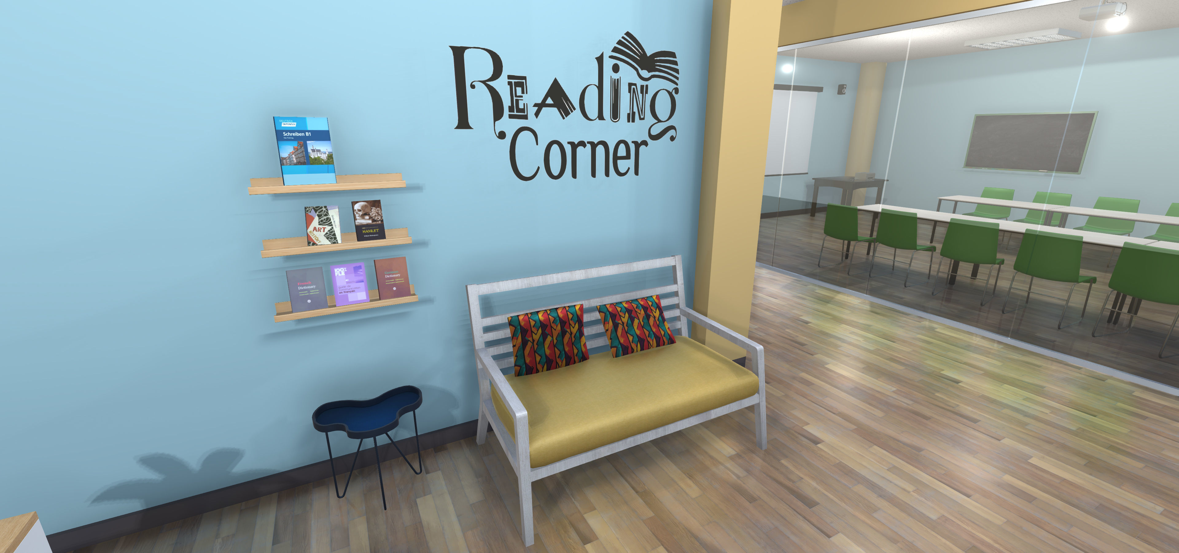 Language school Low-poly 3D model_21