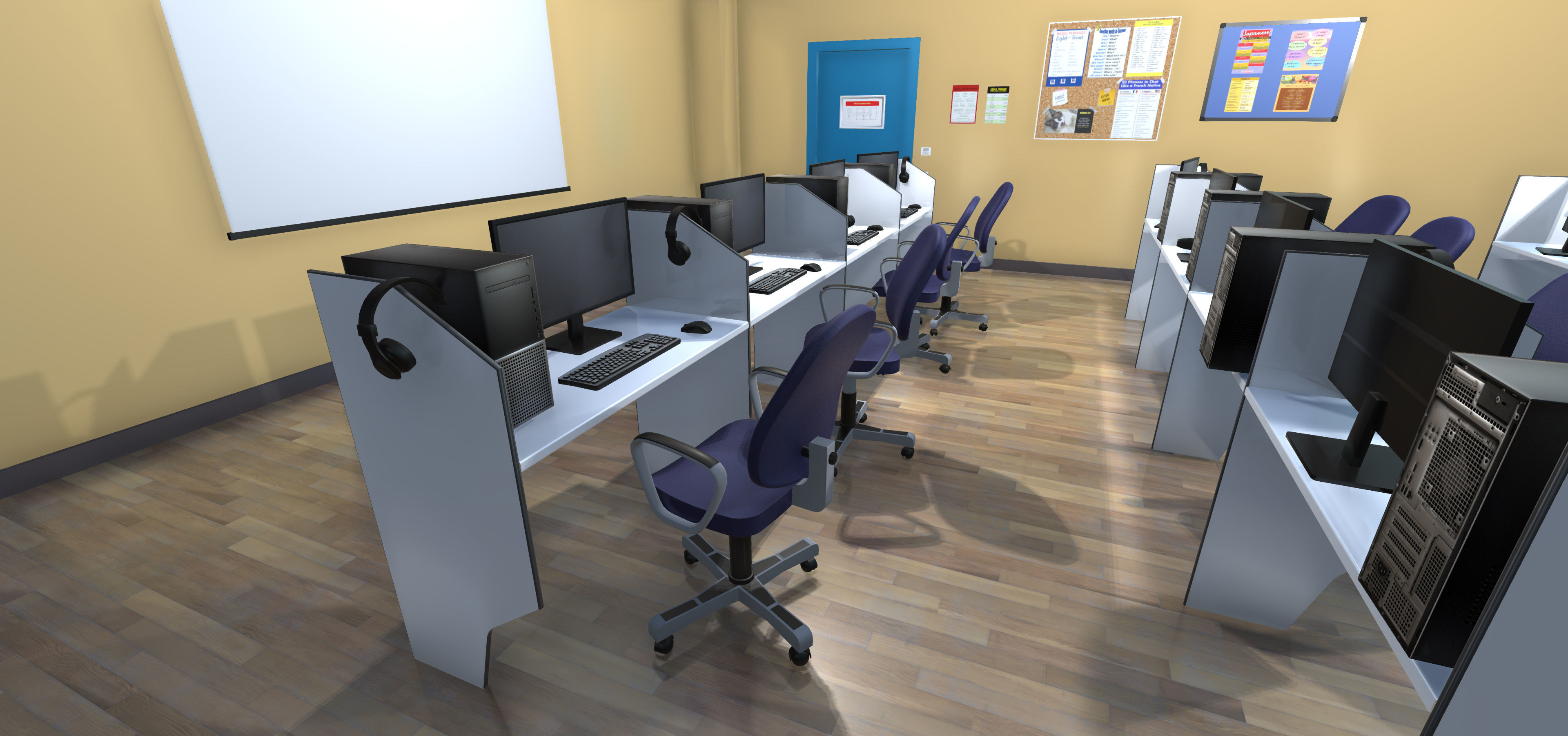 Language school Low-poly 3D model_24