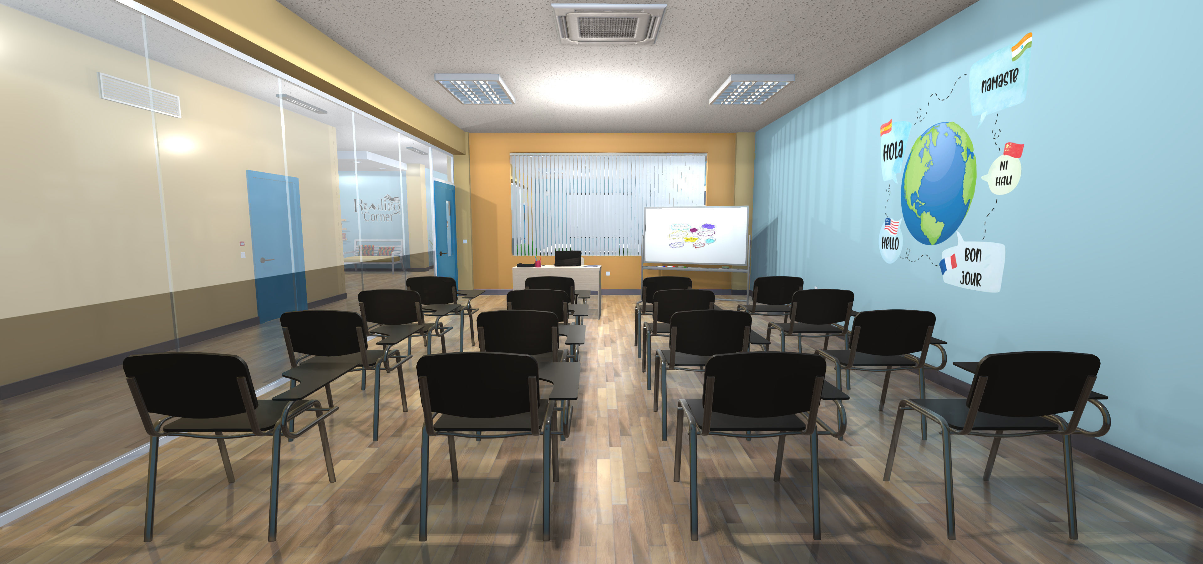Language school Low-poly 3D model_28