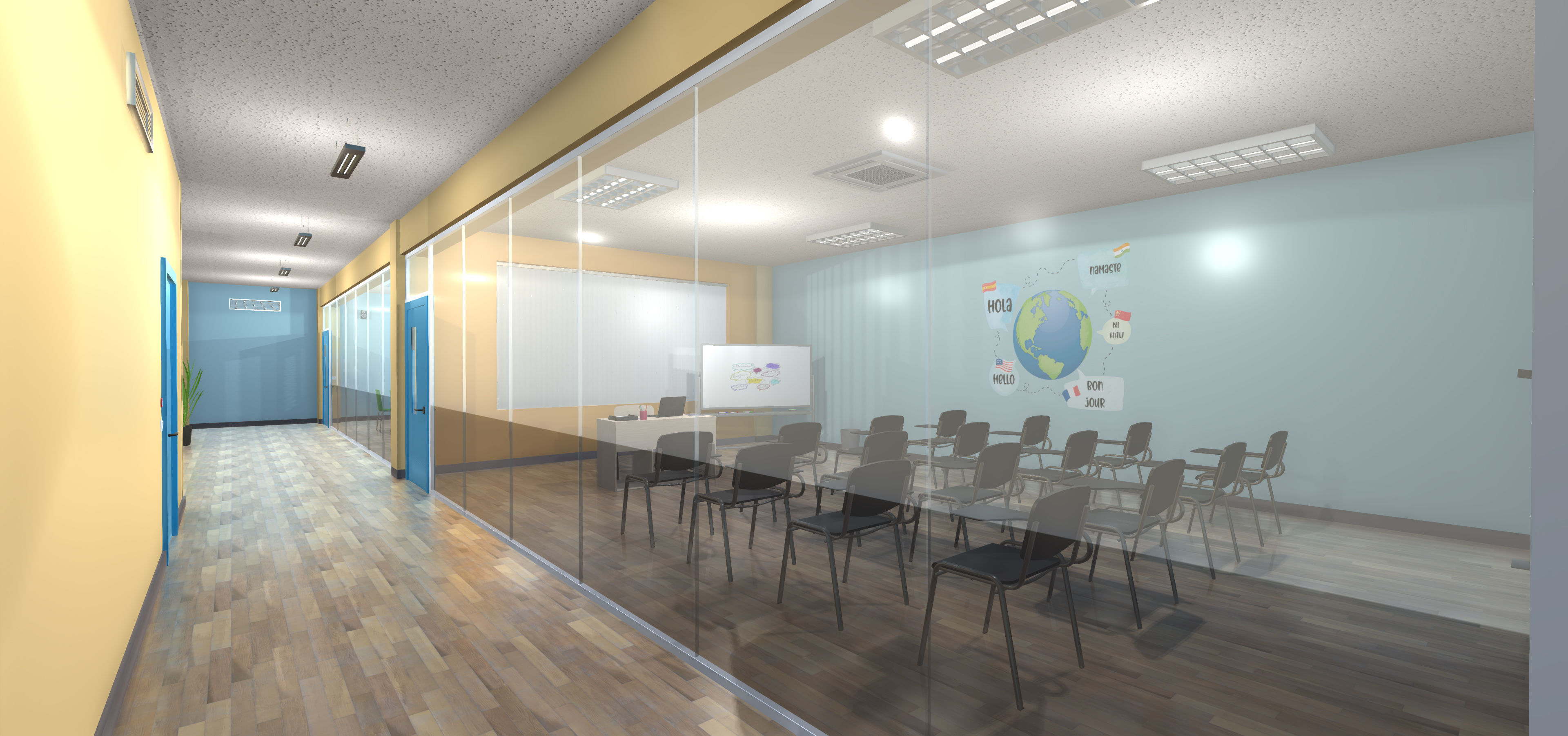 Language school Low-poly 3D model_27