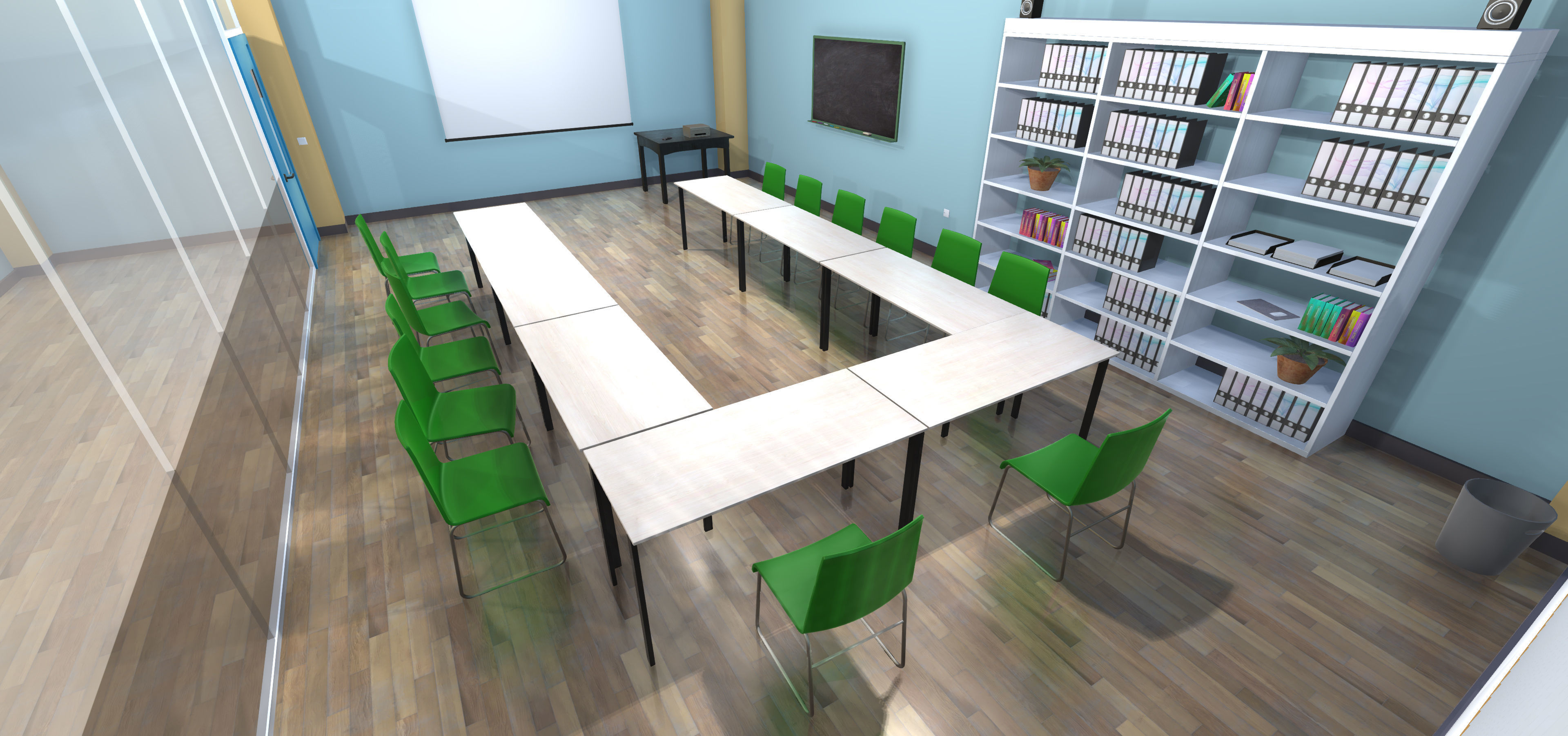 Language school Low-poly 3D model_6