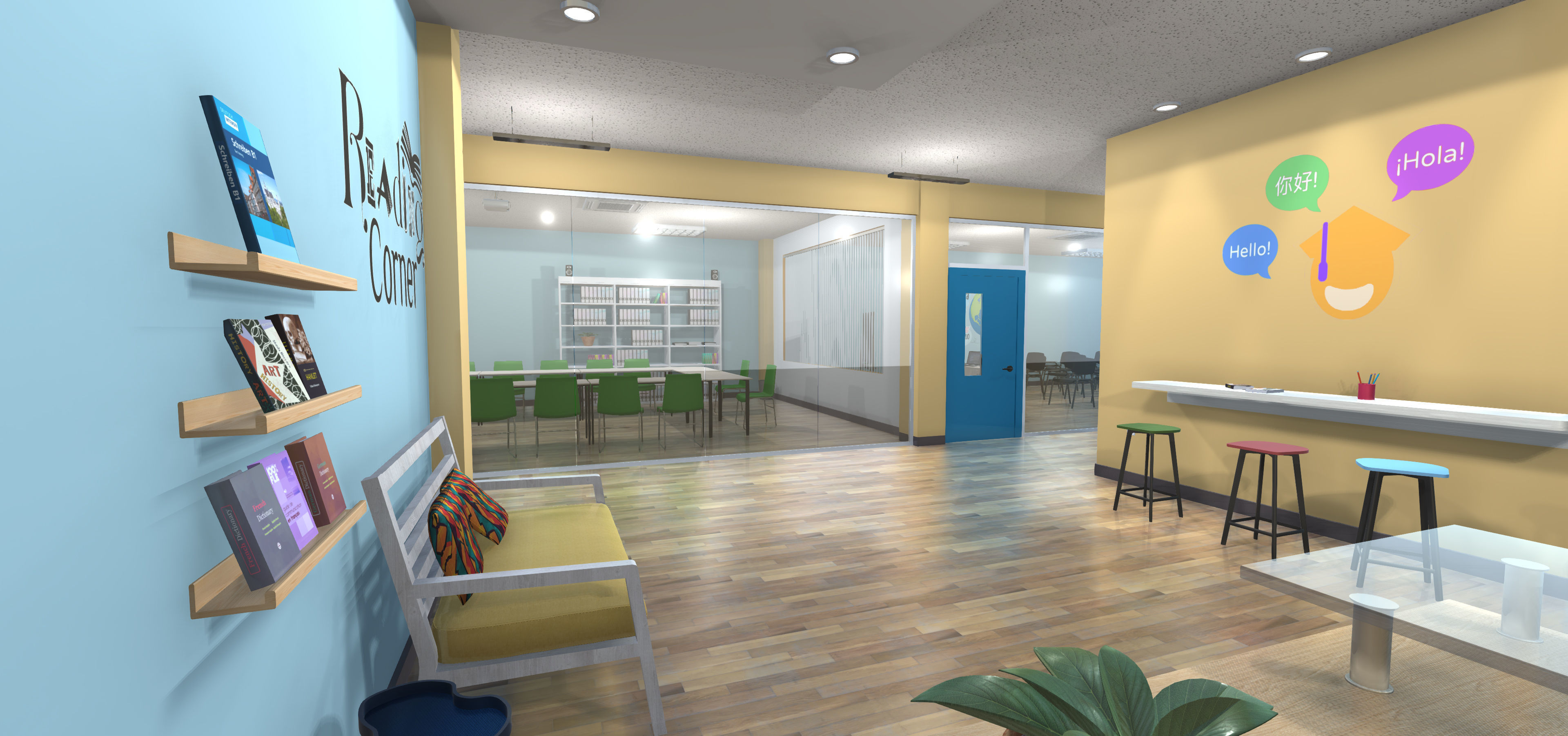 Language school Low-poly 3D model_20