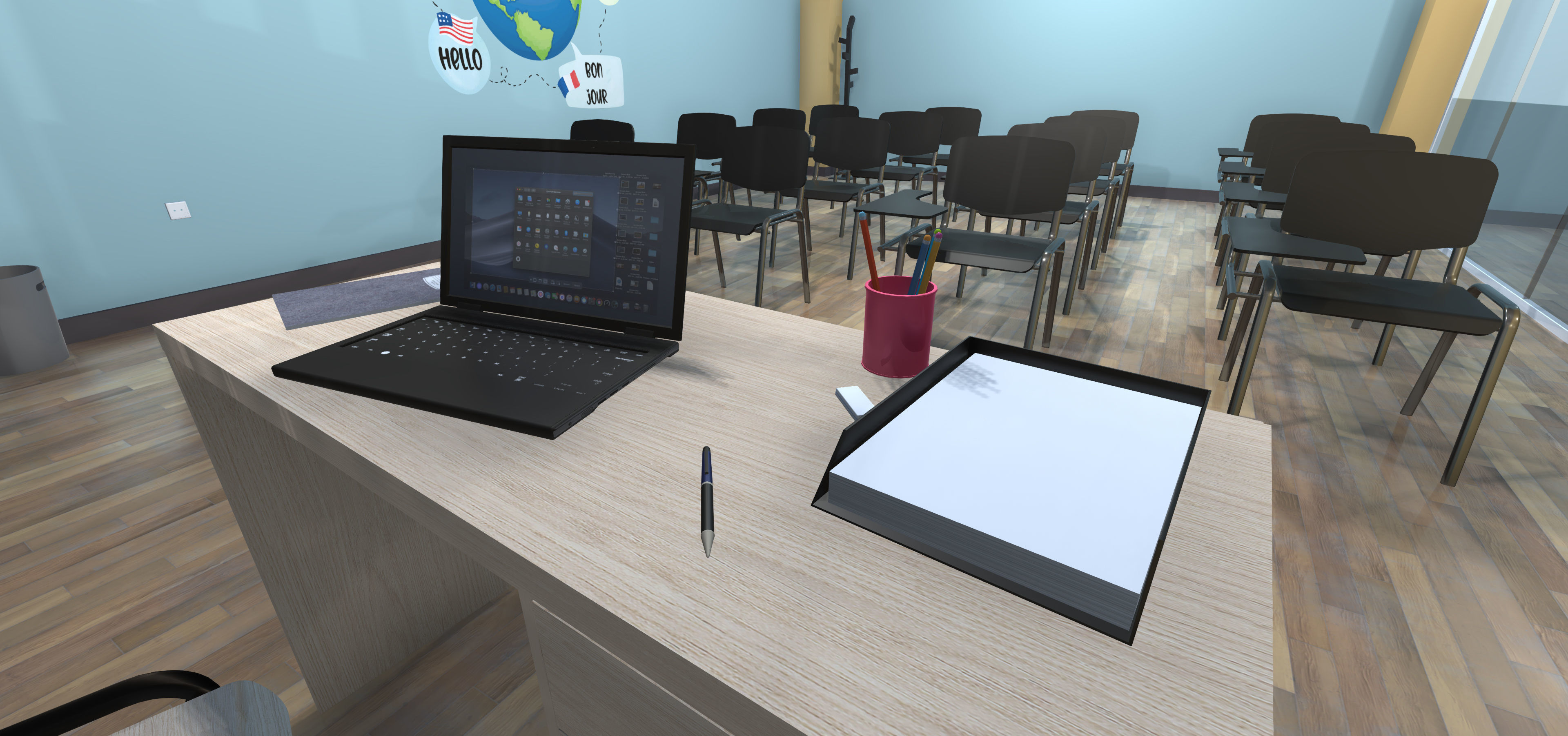 Language school Low-poly 3D model_7