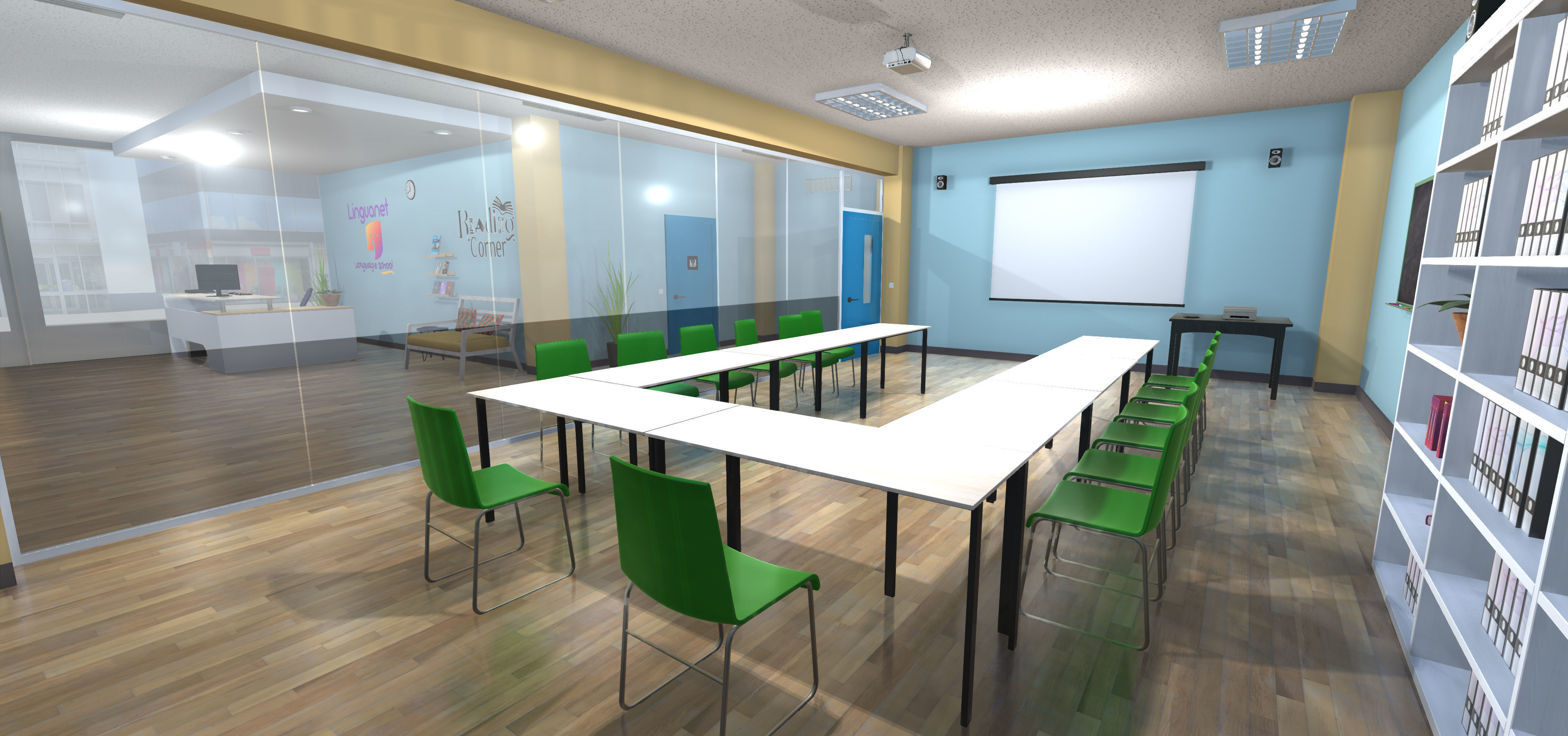Language school Low-poly 3D model_5