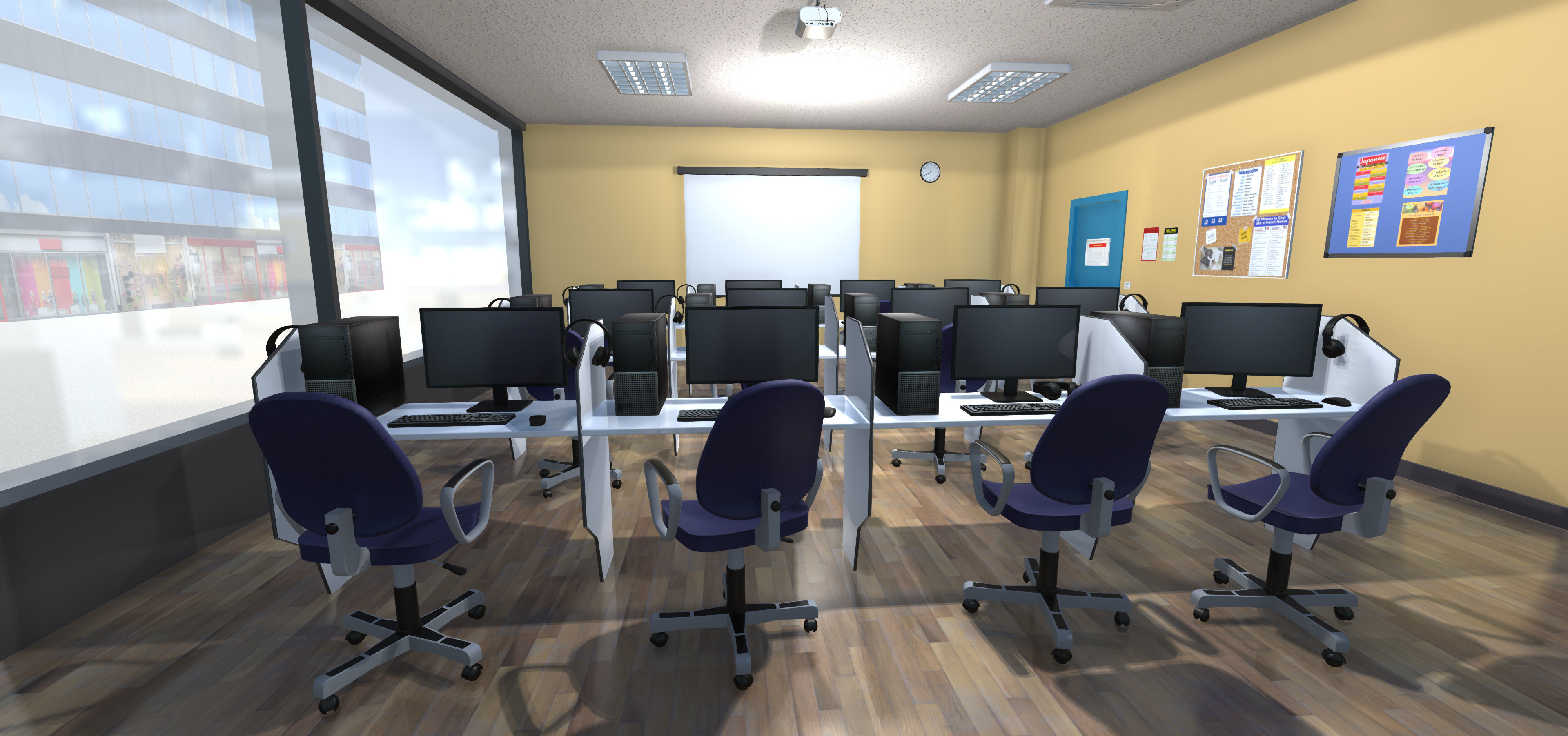 Language school Low-poly 3D model_12