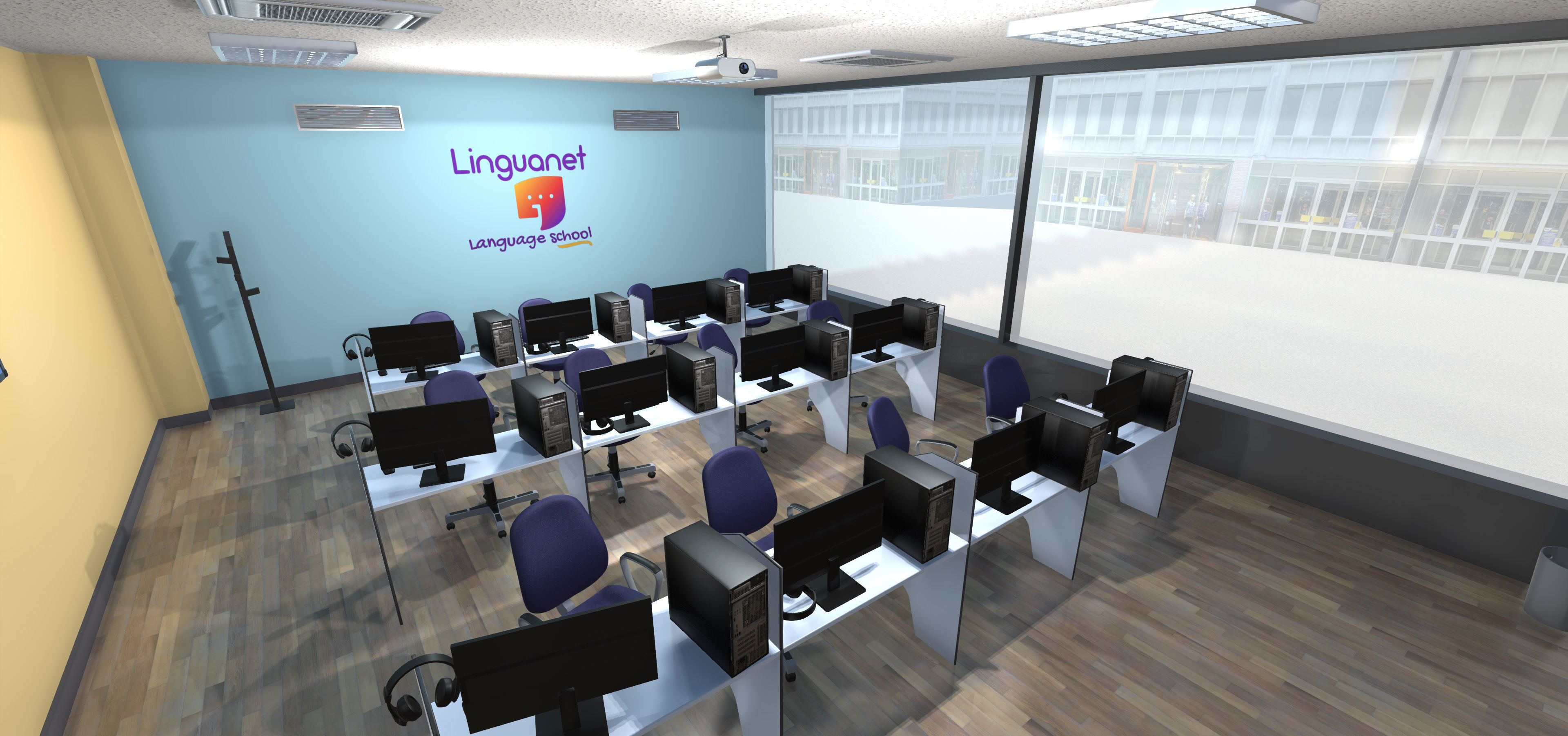 Language school Low-poly 3D model_26