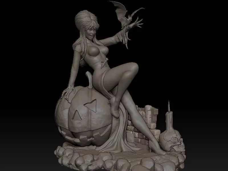 Elvira on Pumpkin 3D print model_0